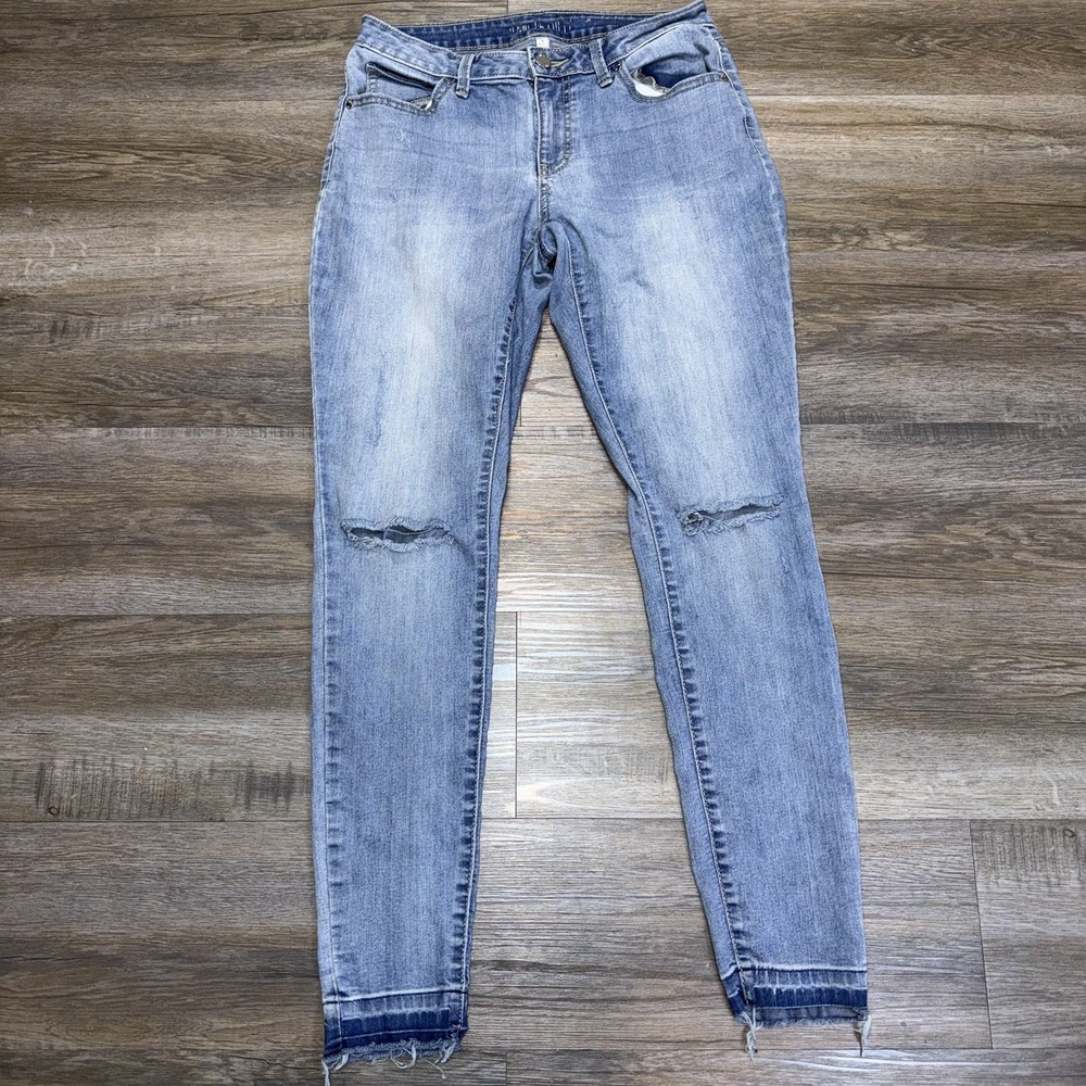 Y2K Jennifer Lopez Medium-Wash Skinny Jeans Womens Size 6 Distressed Knees
